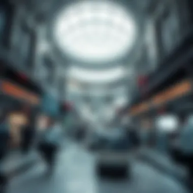 A bustling currency exchange center in Dubai