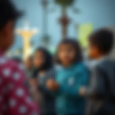 Children engaging in community events organized at حديقة الرقايب.