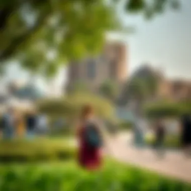 Visitors enjoying recreational activities in the green spaces of حديقة الرقايب.