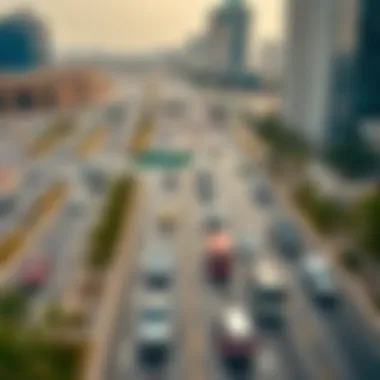 Aerial view of Sheikh Zayed Road traffic