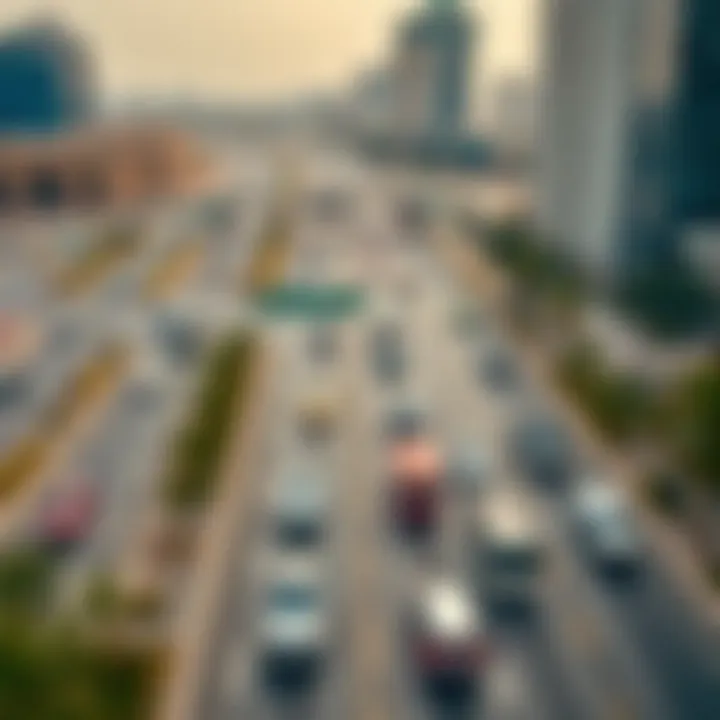Aerial view of Sheikh Zayed Road traffic