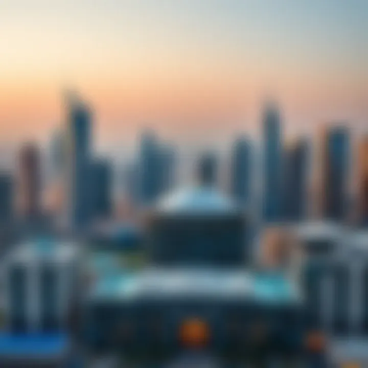 Dubai Skyline Featuring Al Azizi Projects An overview of Dubai's skyline with Al Azizi's prominent buildings highlighted