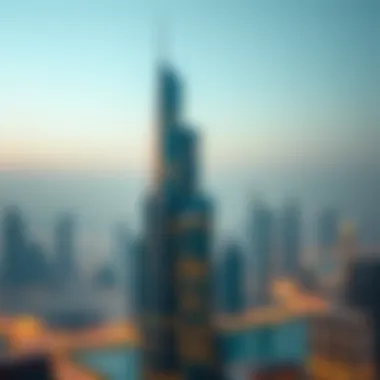 Panoramic view of the Dubai skyline featuring Al Ferdous Building