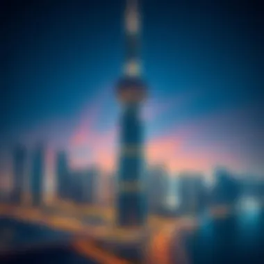 Stunning view of Al Kawthar Tower against the vivid Dubai skyline