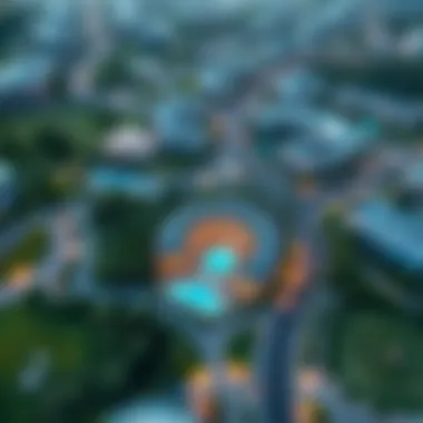 Aerial shot of Binghatti Views with surrounding amenities