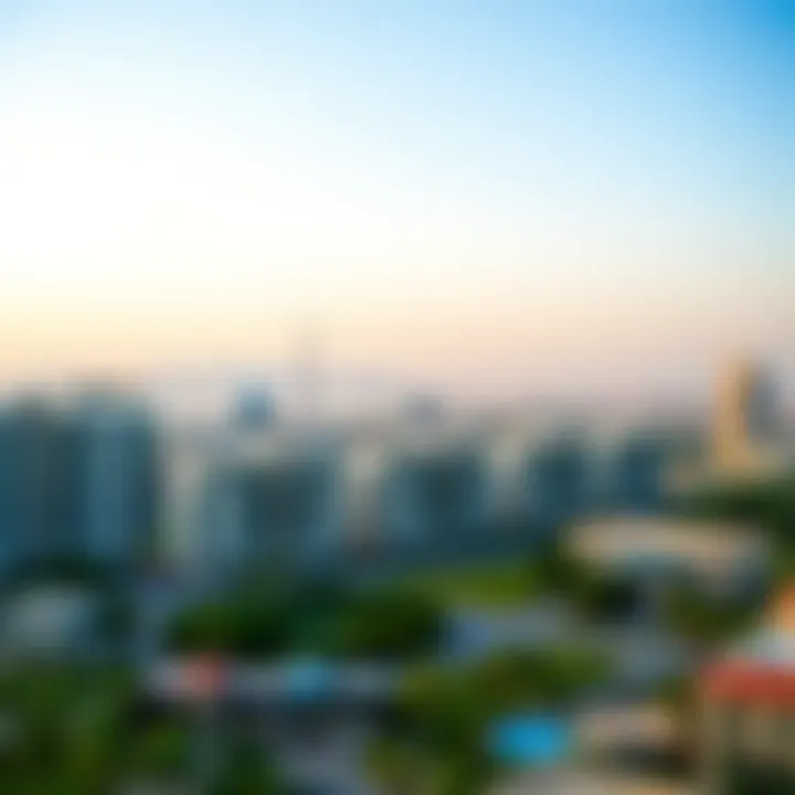 Panoramic view of Binghatti Views against Dubai skyline