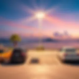 Scenic view of Blue Water Island parking area