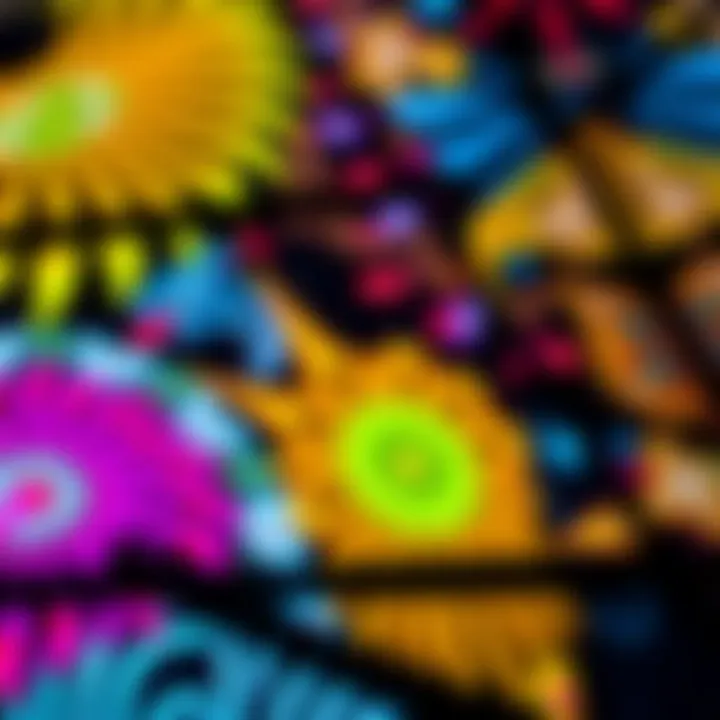 Close-up of the intricate patterns and colors displayed during the light show