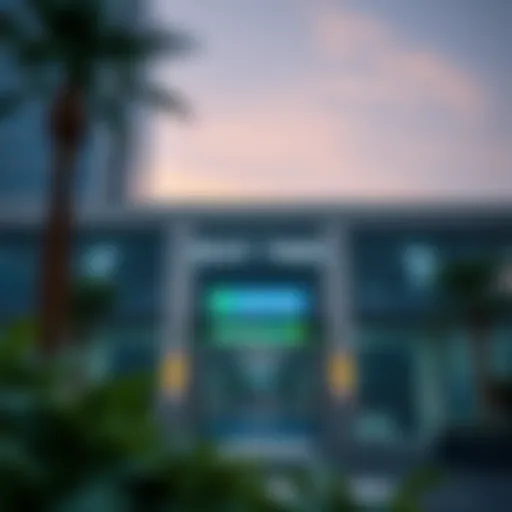 An overview of Business Bay Metro Station Exit Two, showcasing its entrance and surroundings.