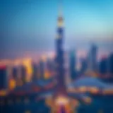 Panoramic view of C2 Bateen Tower against the Dubai skyline