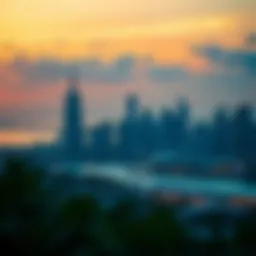 Stunning view of Caya Dubai's skyline at sunset