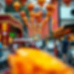 Vibrant street festival celebrating national heritage with colorful decorations