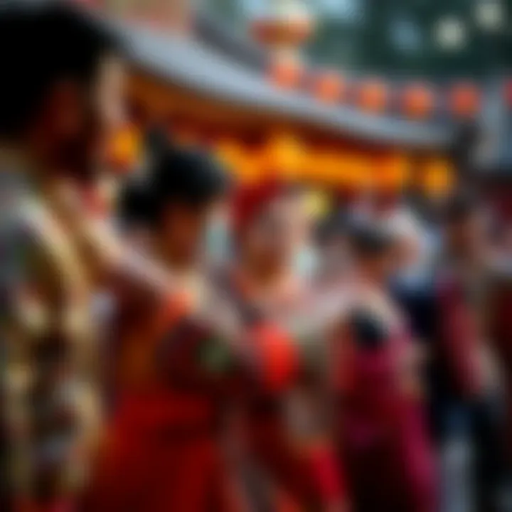 Engaging Traditional Dance Performance Community members engaging in traditional dance performance