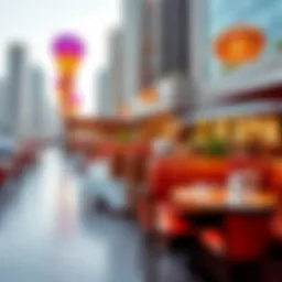 A panoramic view of Business Bay showcasing its vibrant dining scene