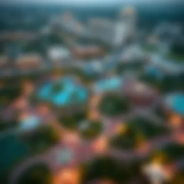 Recreational Amenities in Damac Hills Aerial view of amenities in Damac Hills including parks and recreational areas