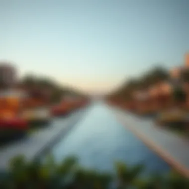 Beautiful waterfront promenade at Damac Lagoon Malta surrounded by vibrant landscaping and recreational spaces