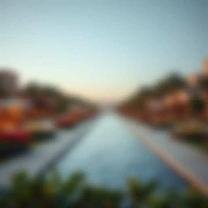 Beautiful waterfront promenade at Damac Lagoon Malta surrounded by vibrant landscaping and recreational spaces