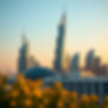 Stunning view of DEC Towers against the Dubai skyline