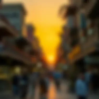 Sunset Ambiance in the Heart of Deira Old Souk Bustling atmosphere of Deira Old Souk at sunset