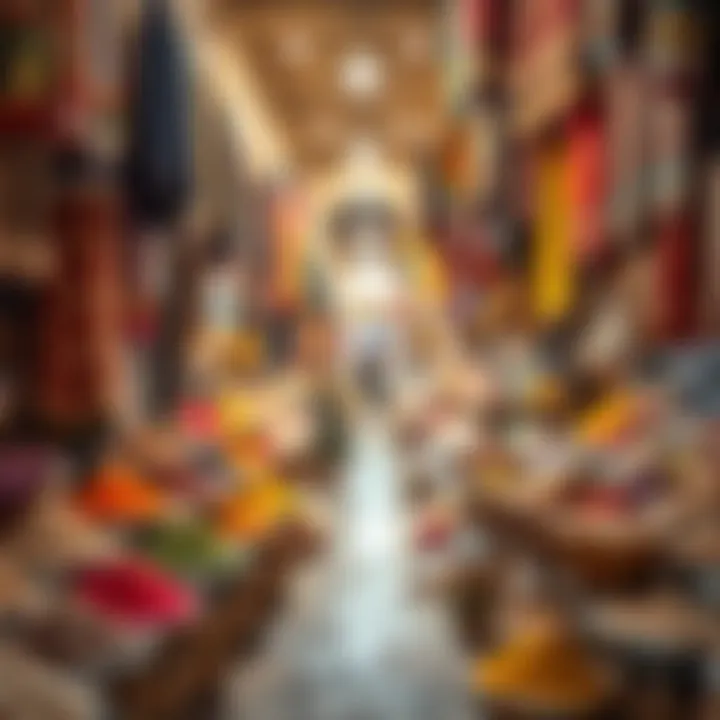 Colorful Spices and Textiles at Deira Old Souk Vibrant market stalls filled with spices and textiles