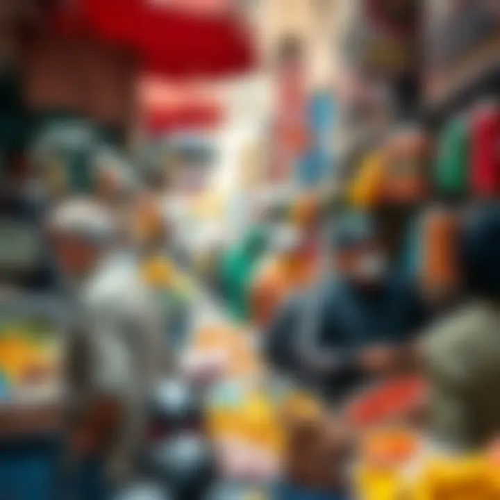 Local Vendors at Work in Deira Market A bustling marketplace scene showcasing local vendors