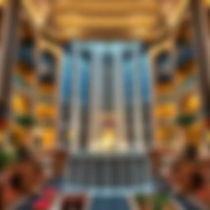 Majestic view of Dubai Mall waterfalls with intricate architectural details