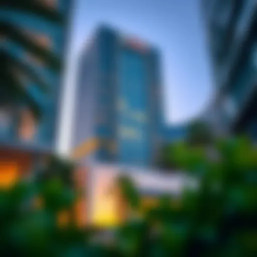 Exterior view of the Dubai National Insurance Building showcasing its unique architecture