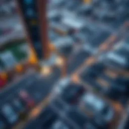 Aerial view of Dubai World Trade Centre parking lot