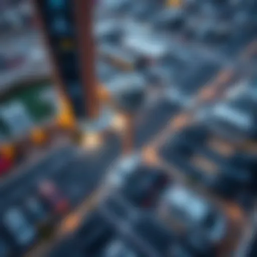 Aerial view of Dubai World Trade Centre parking lot