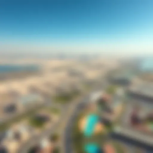 Aerial view of DubaiLand showcasing its expansive landscapes and developments