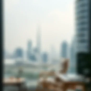 Panoramic view of the Dubai skyline from Elysee Heights