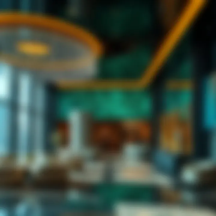 Interior design elements highlighting luxury and innovation in the Emerald Building