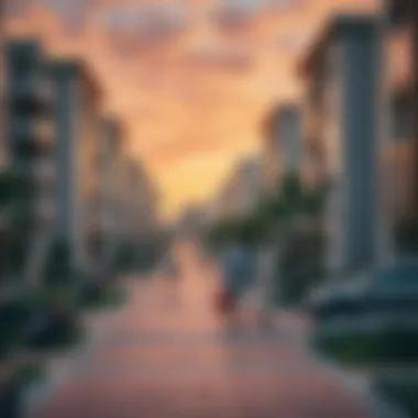 Vibrant neighborhood with modern amenities and community spaces