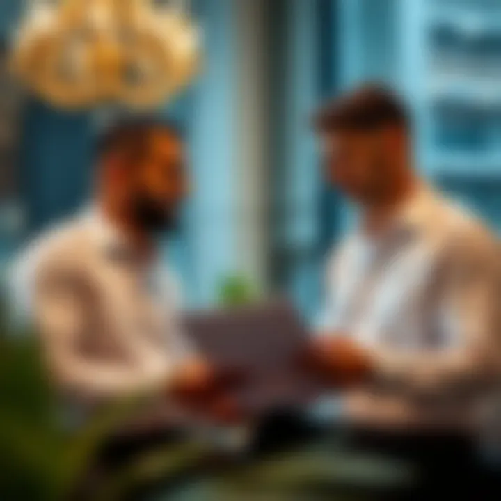 Landlord and tenant discussing rental agreements