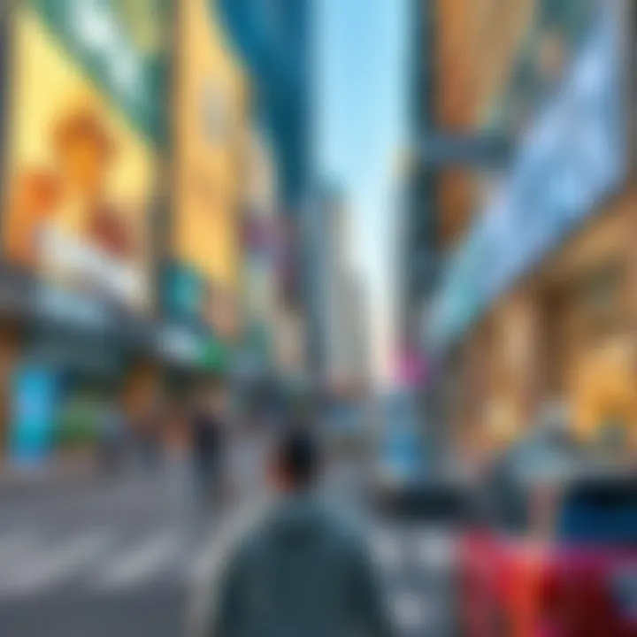 Vibrant streets of Internet City highlighting business activity