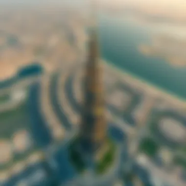 Aerial view of Al Shatha Tower and its surrounding community