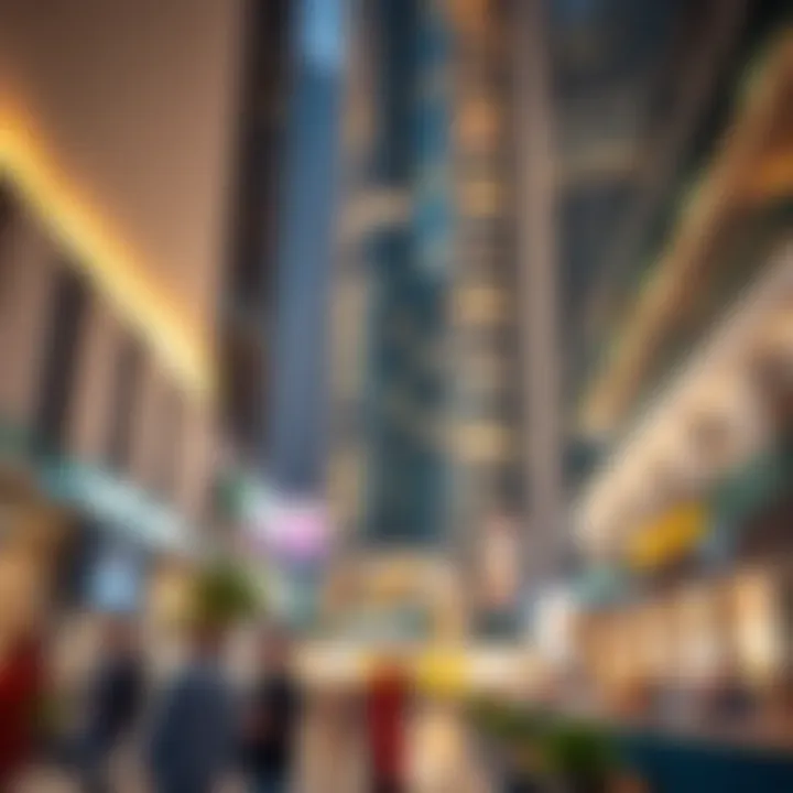 The commercial spaces in Al Shatha Tower bustling with activity