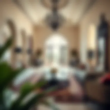 A luxurious interior of an Arabic villa with traditional furnishings