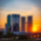 Stunning skyline view of Barsha South at sunset
