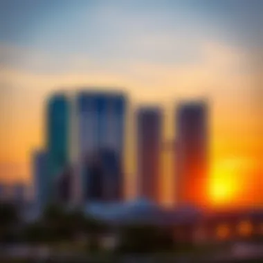 Stunning skyline view of Barsha South at sunset
