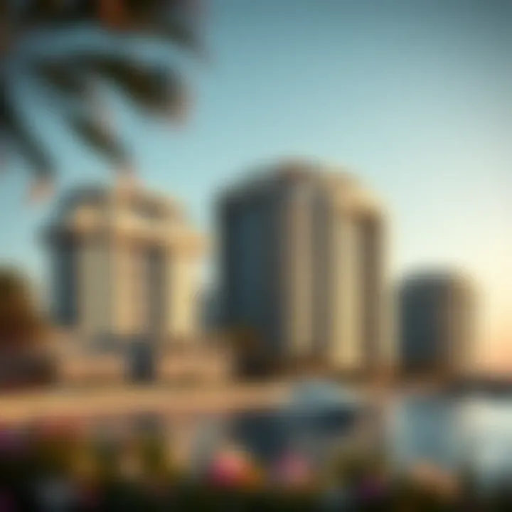 Luxurious residential buildings with modern design overlooking the sea