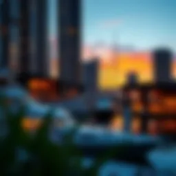 Stunning view of Botanica Tower Marina at sunset