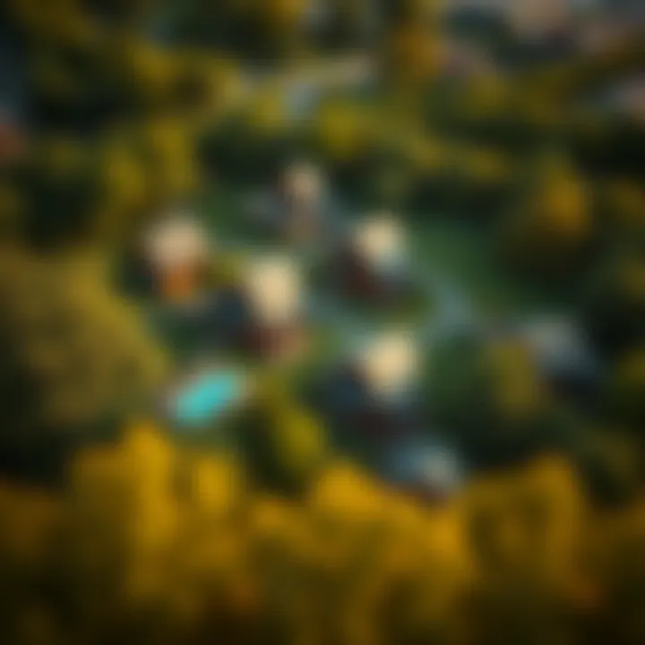 Aerial view of Mamzar Park highlighting chalet locations amidst greenery