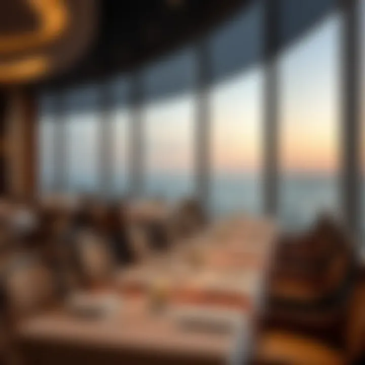 Sophisticated Dining Ambiance Along the Coast Elegant dining setup at a renowned restaurant along Jumeirah Beach Road