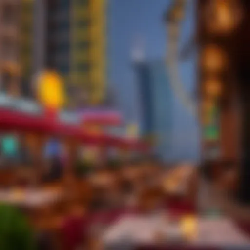A stunning view of Jumeirah Beach Road adorned with vibrant restaurants