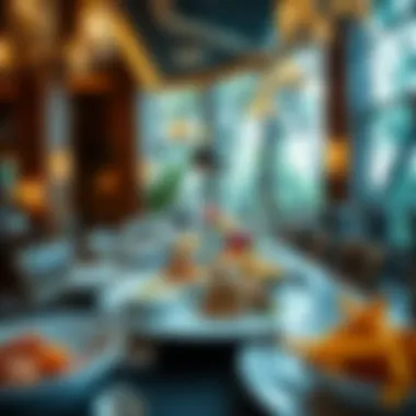 Sumptuous dining experience at the hotel's restaurant featuring a gourmet spread