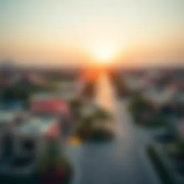 Aerial view of the vibrant community within Falcon City