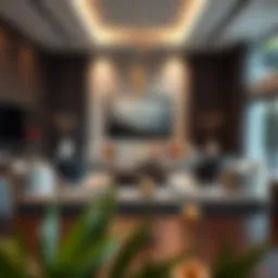 Elegant family room showcasing modern design with cozy seating