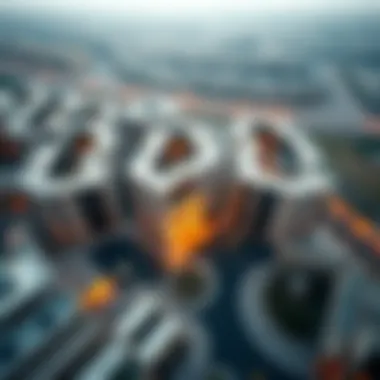 Aerial view of Hudairiyat showcasing modern architecture