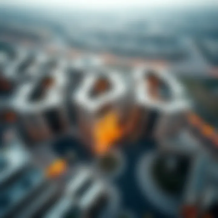 Aerial view of Hudairiyat showcasing modern architecture